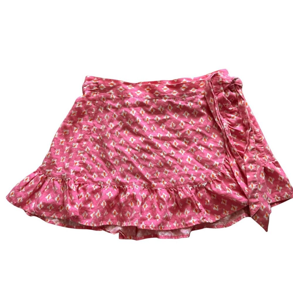 Aerie Wrap Skirt - Pink White Orange, M